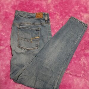 American Eagle Jeans Women's 18 Regular High Rise Jegging Stretch Blue Wash